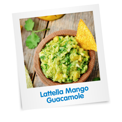 Guacamole mit Tortilla Chips und Lattella Mango 