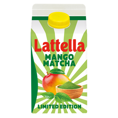 Das Bild zeigt die neue Lattella Limited Edition: Mango-Matcha
