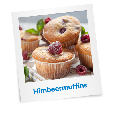 Das Bild zeigt Himbeermuffins mit Lattella